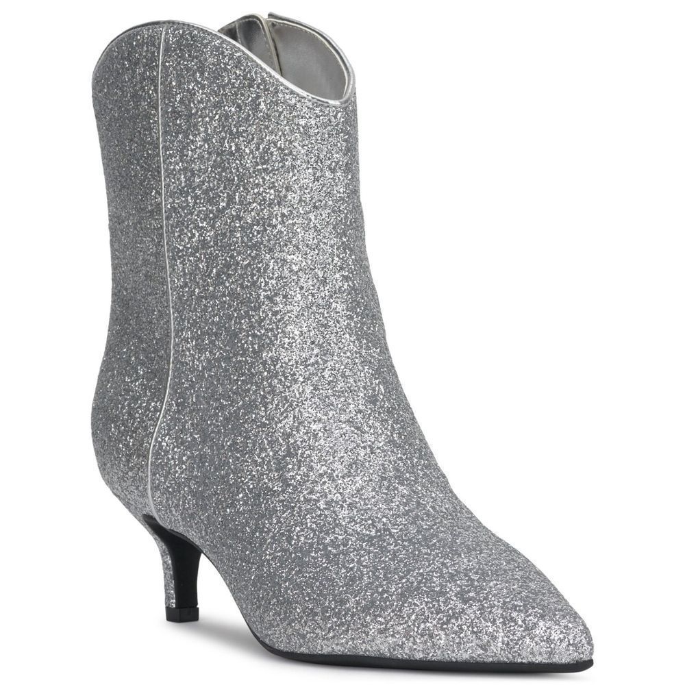 On 34th "Aatira" Silver Glitter Ankle Boots